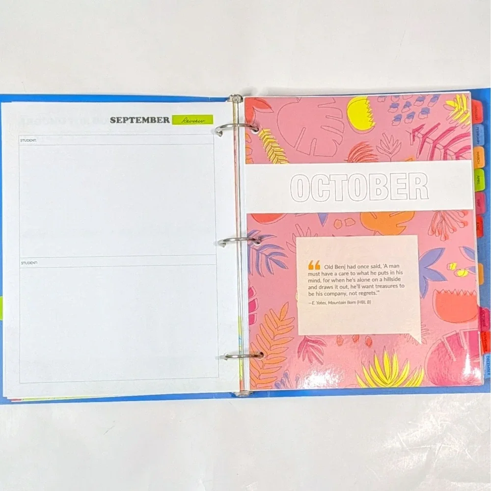 Sonlight Homeschool Planner Undated 3-Ring Binder Organizer Blue Multi-Color
